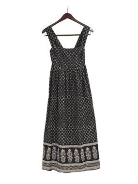 NWT J. Crew Squareneck Midi Dress Block Print Cotton Poplin Womens 2 Smocking